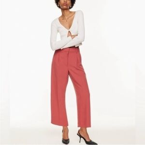Nwt! Aritzia Wilfred Carrot Pants, Warm Sienna Red